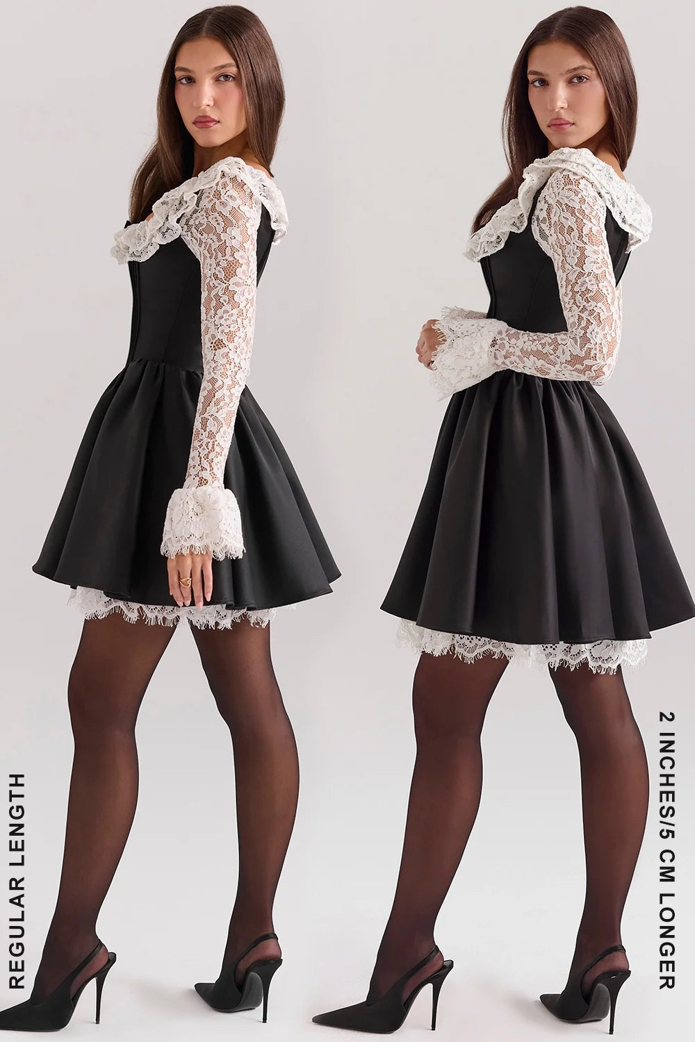 black lace ruffle mini dress sale