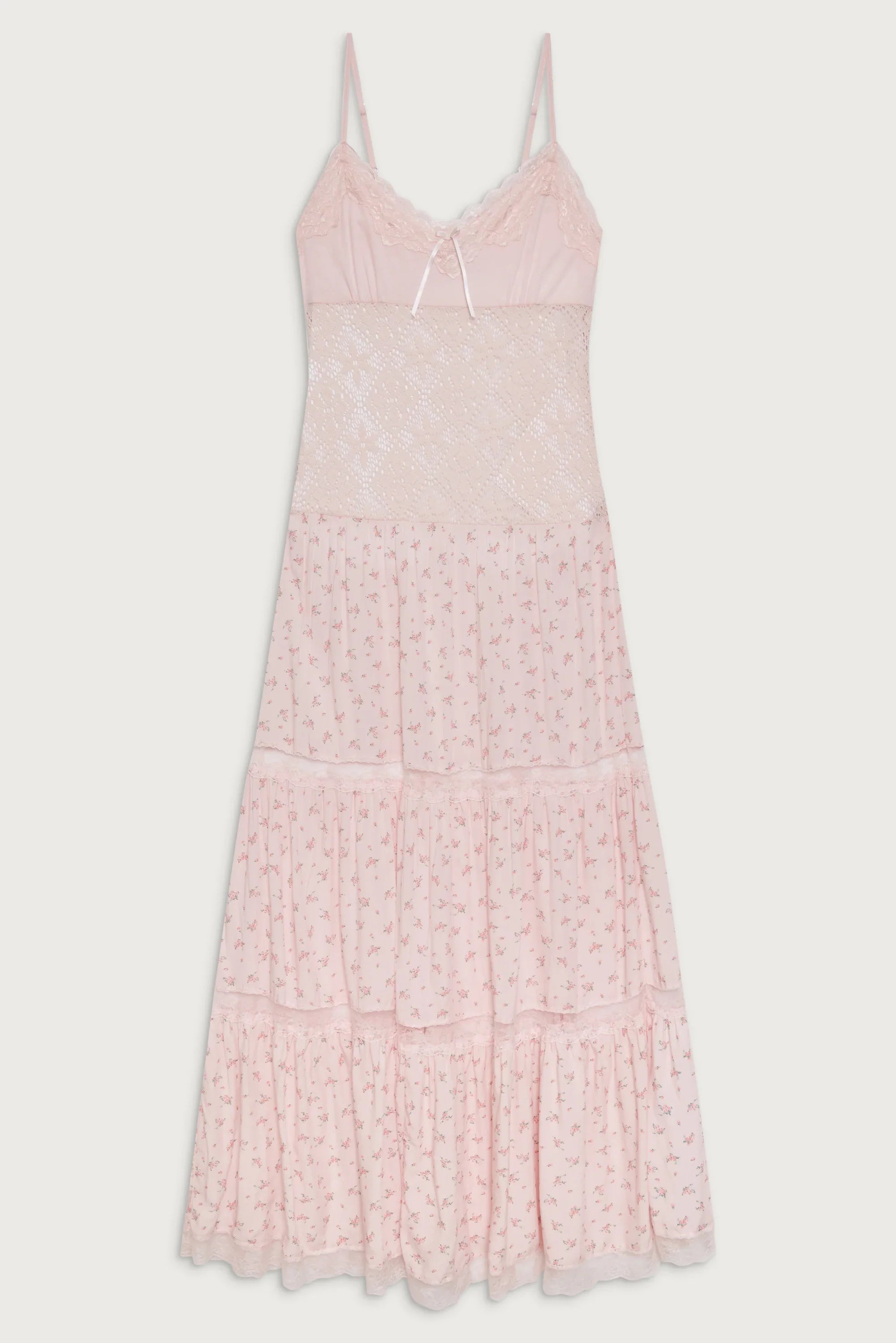 Vineyard Crochet Floral Maxi Dress Baby Bouquet Pink