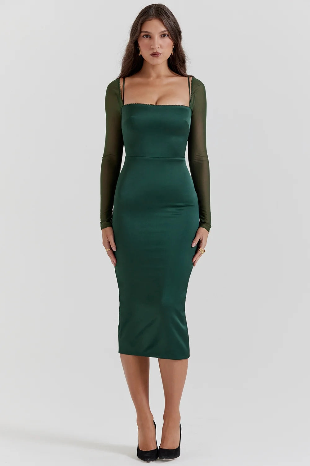 emerald green midi dress
