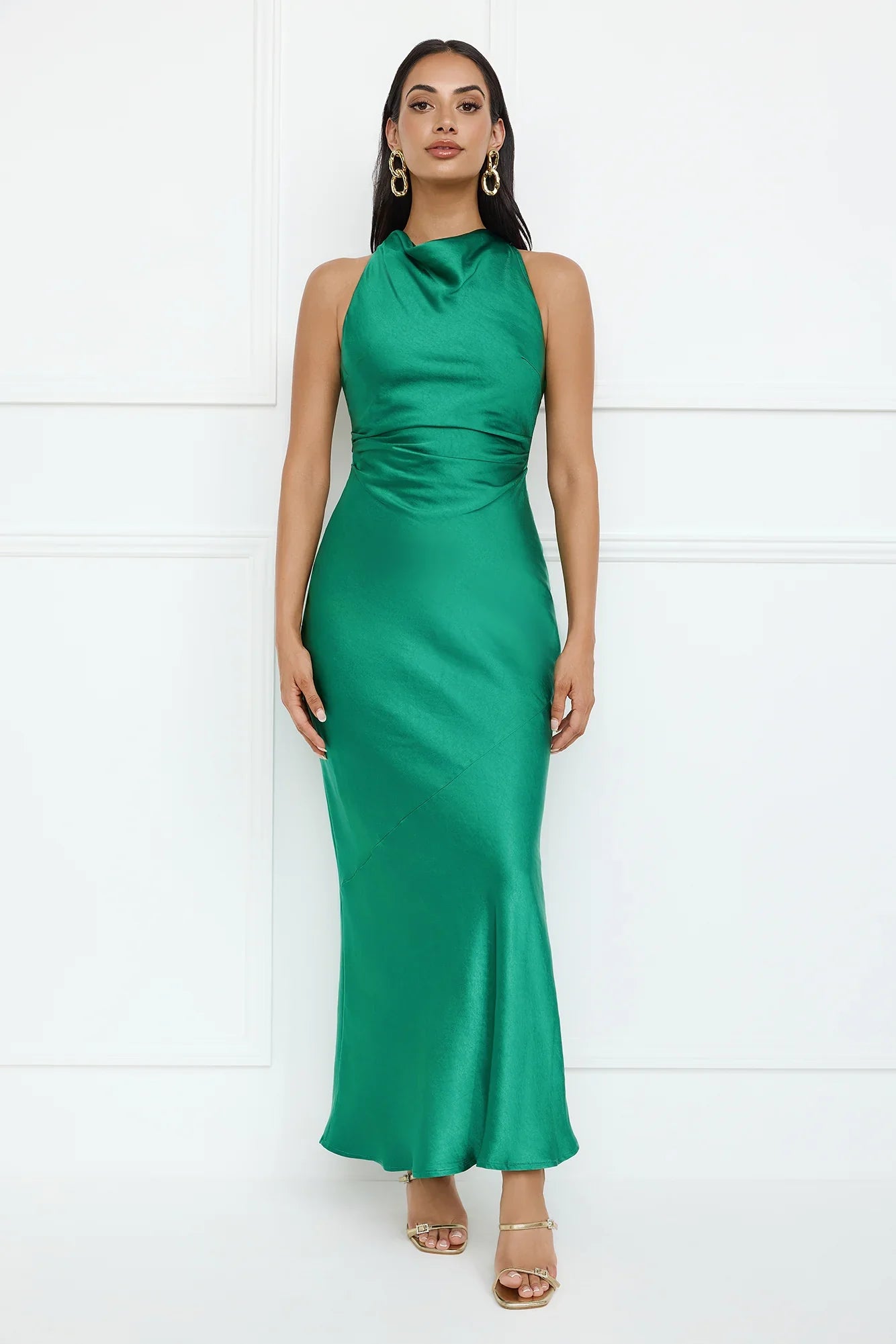 Eden Satin Maxi Dress Green