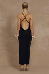 SLINKY SLIP DRESS BLACK