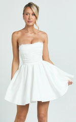 Bianca Mini Dress Strapless Fit And Flare Dress in Ivory