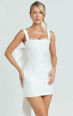 Alegra Mini Dress Square Neck Fit And Flare Dress in Ivory