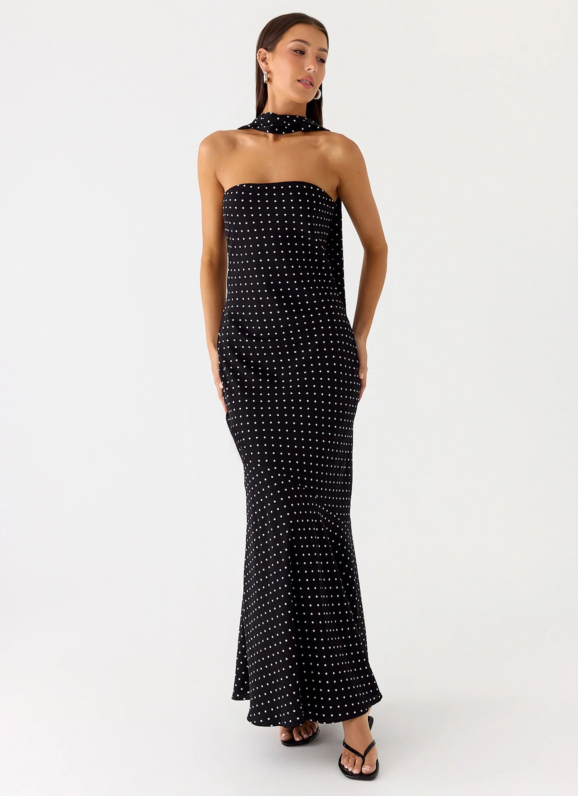 Under The Pagoda Maxi Dress Black Polkadot