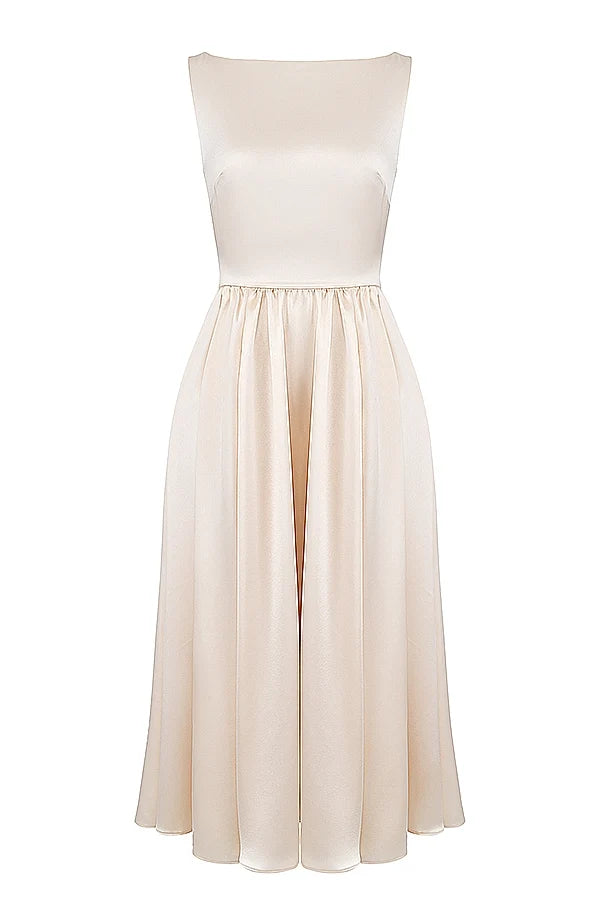 vintage cream midi dress