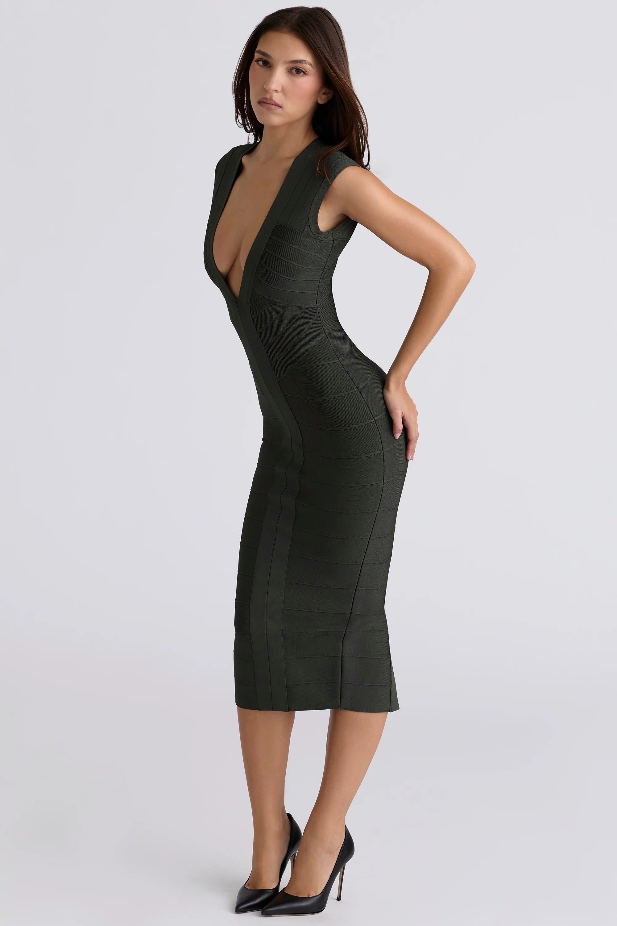emerald bandage midi dress