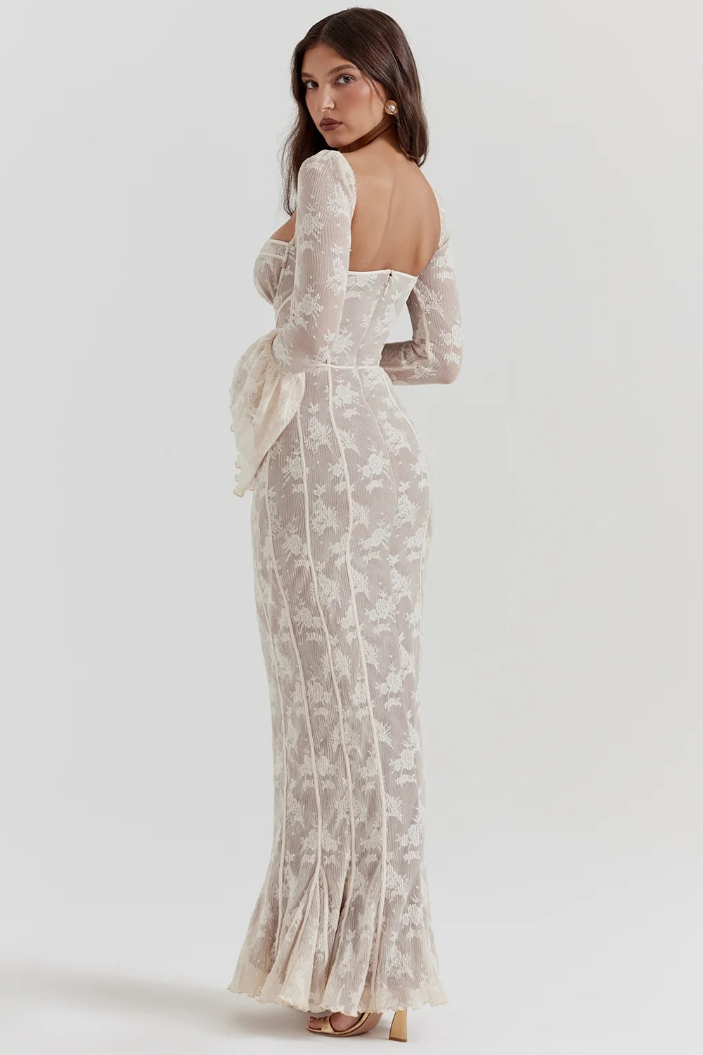 vintage cream lace maxi dress
