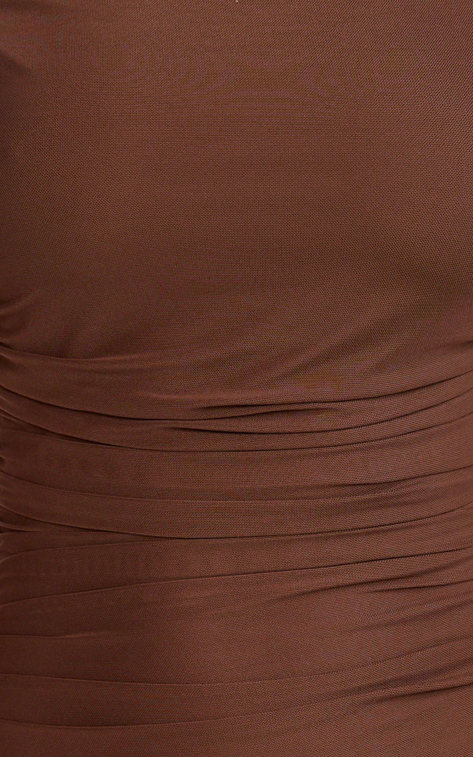 Judee Midi Dress One Shoulder High Side Split Dress in Chocolate