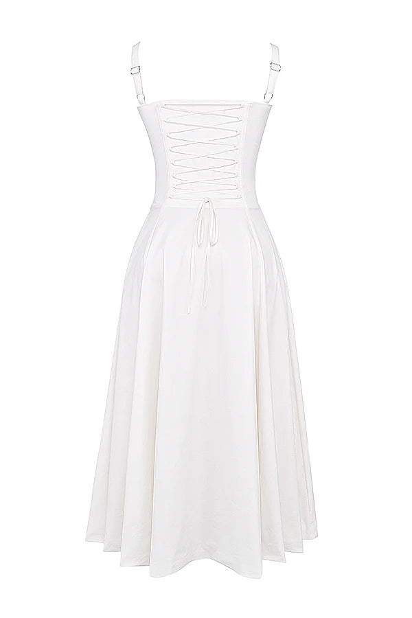 white bustier sundress
