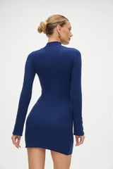 Isla Long Sleeve Mini Dress Midnight Blue