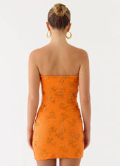 Push Back Beaded Sequin Mini Dress Orange