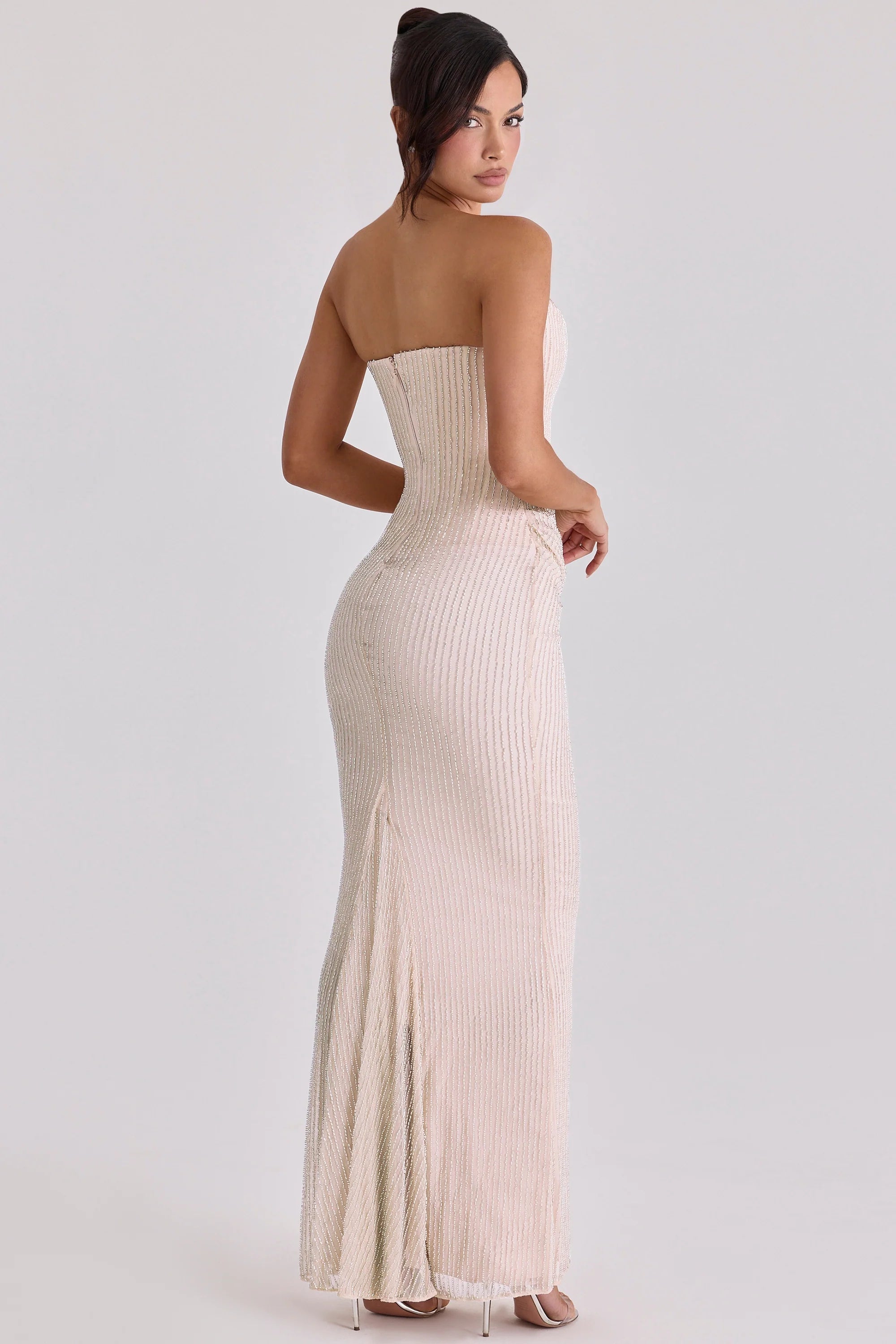 champagne hand embellished beaded bridal gown