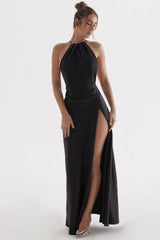 black thigh slit maxi dress