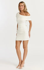 Kairose Mini Dress Asymmetrical Sleeve Dress in White