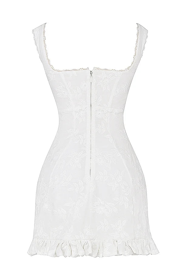white embroidered mini dress