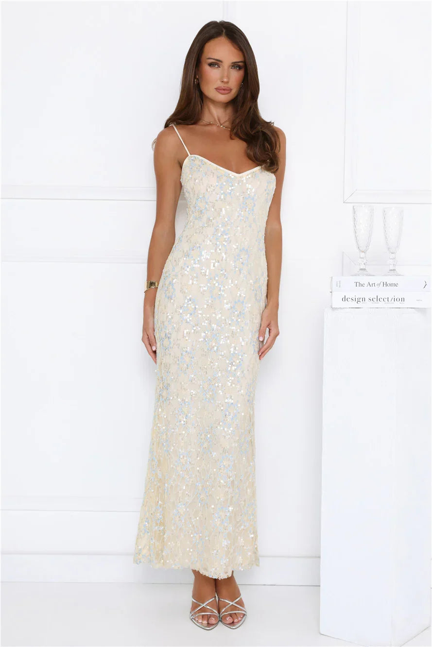 Shes Always Right Lace Maxi Dress Yellow