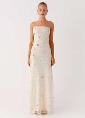 Orelli Shell Sequin Knit Maxi Dress Ivory