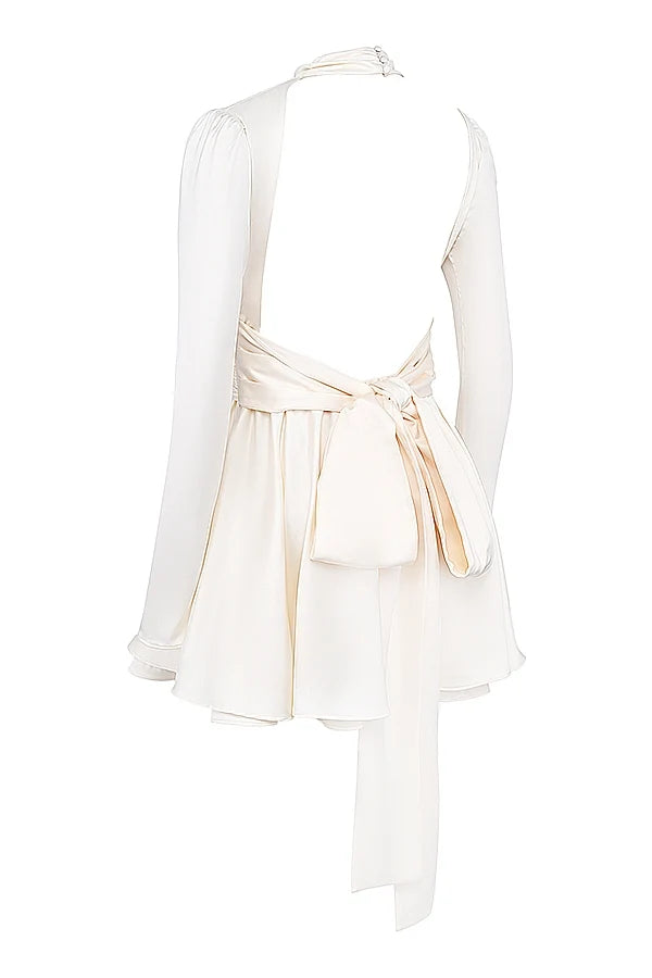 ivory bow mini dress