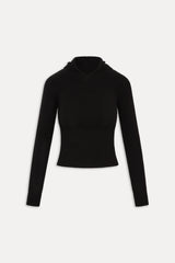 Hazel Knit Hoodie Black