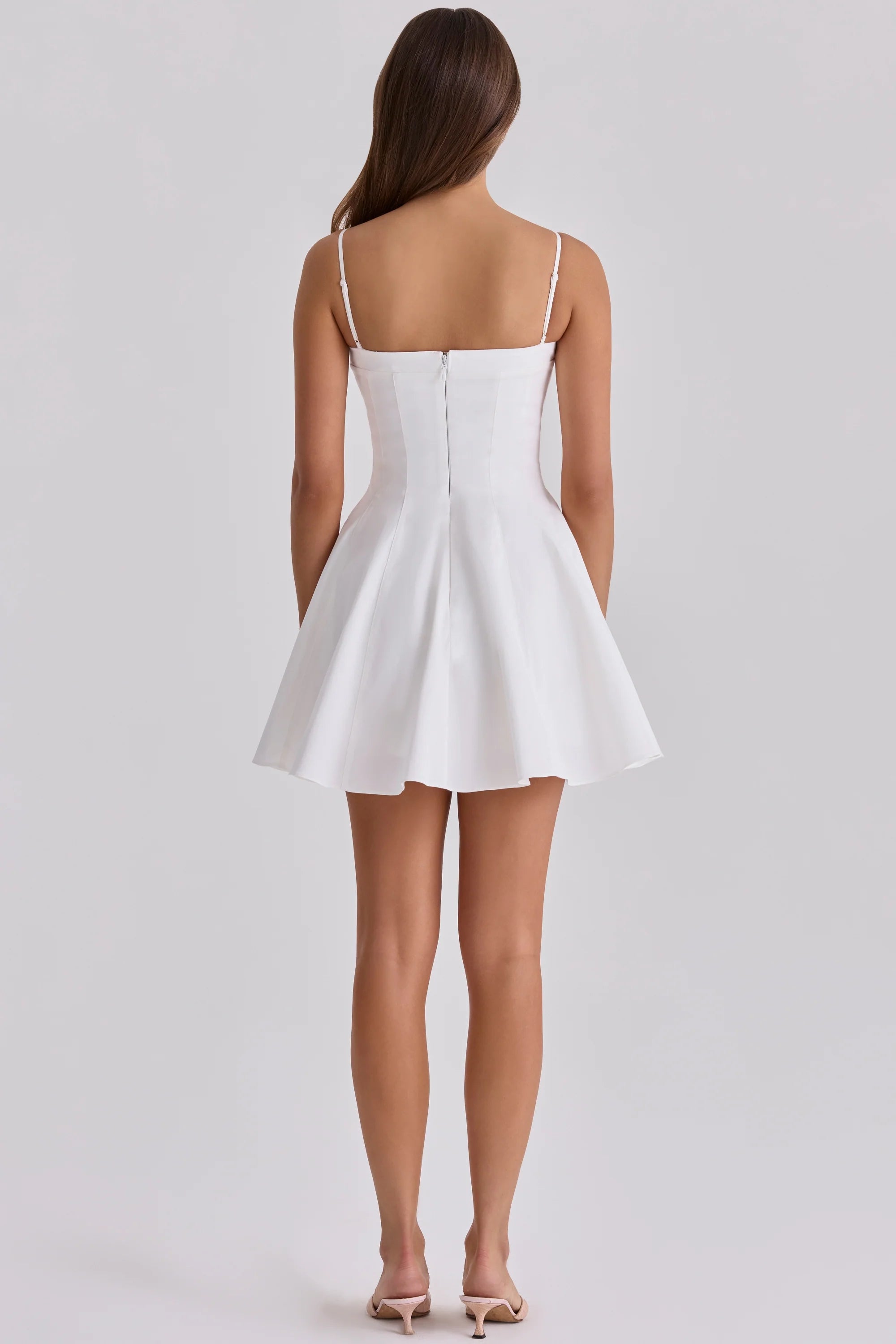 white cotton flared mini sundress