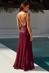 TULIA LOW BACK MAXI DRESS WINE
