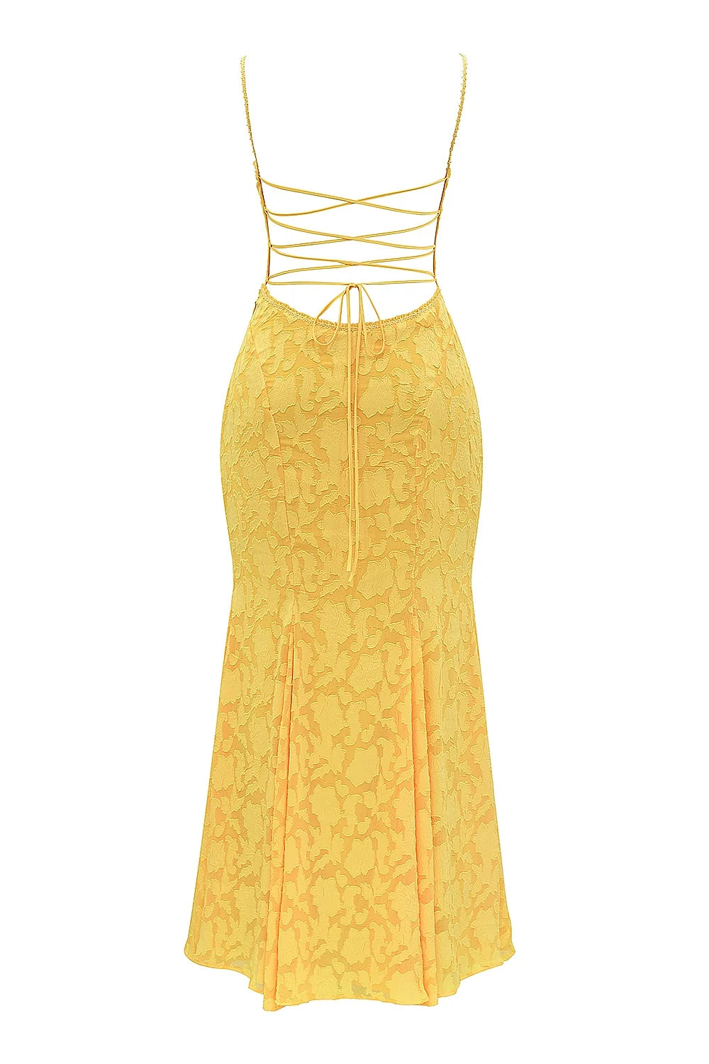 apricot lace up back maxi dress