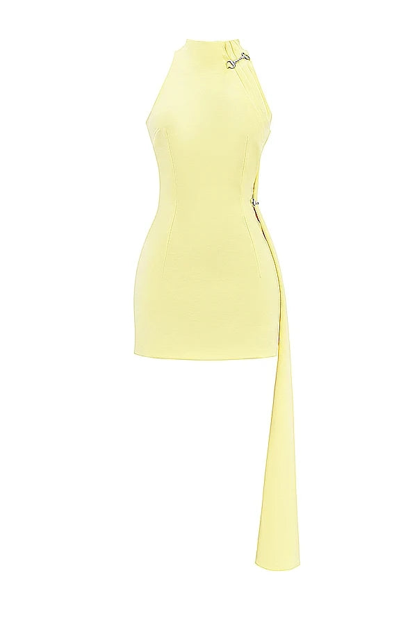 lemon halter mini dress
