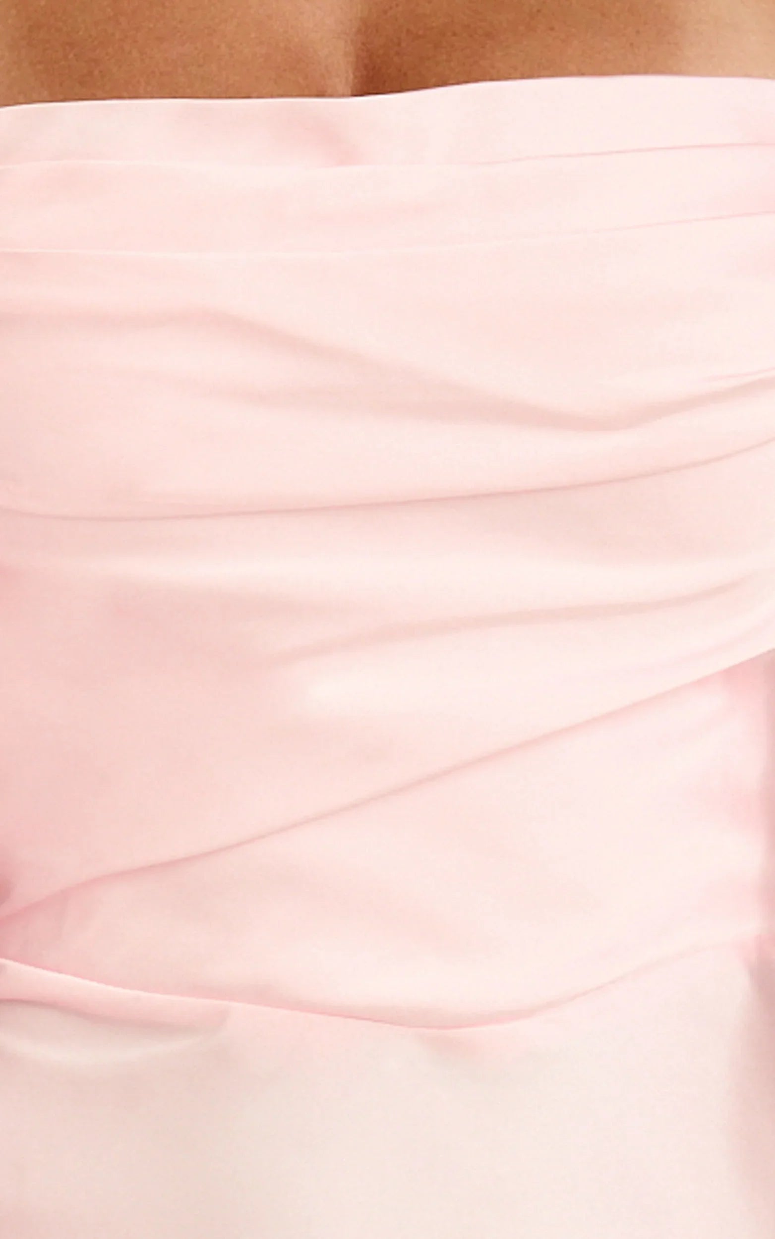 Belrose Mini Dress Satin Square Neck Ruffle Front Bodycon Dress in Baby Pink