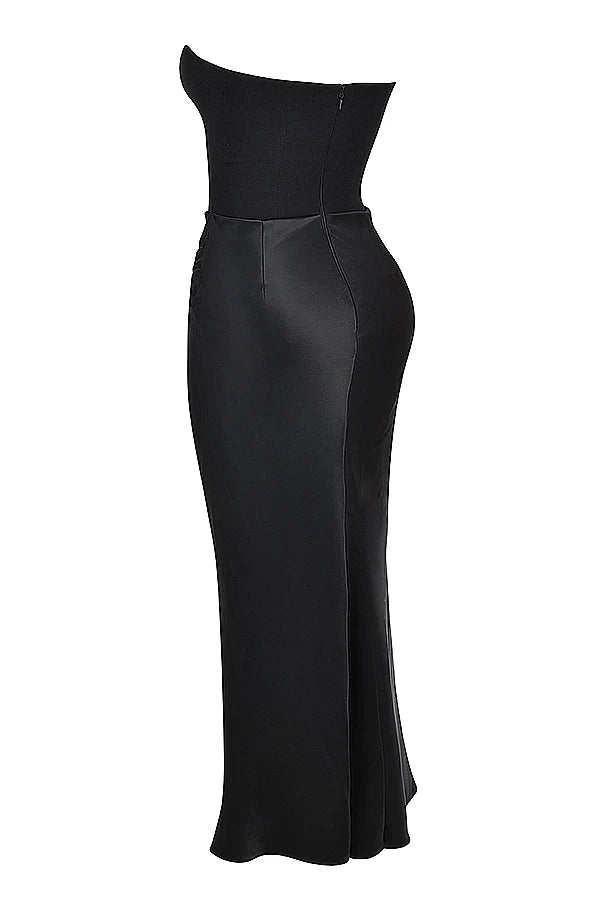 black strapless corset dress