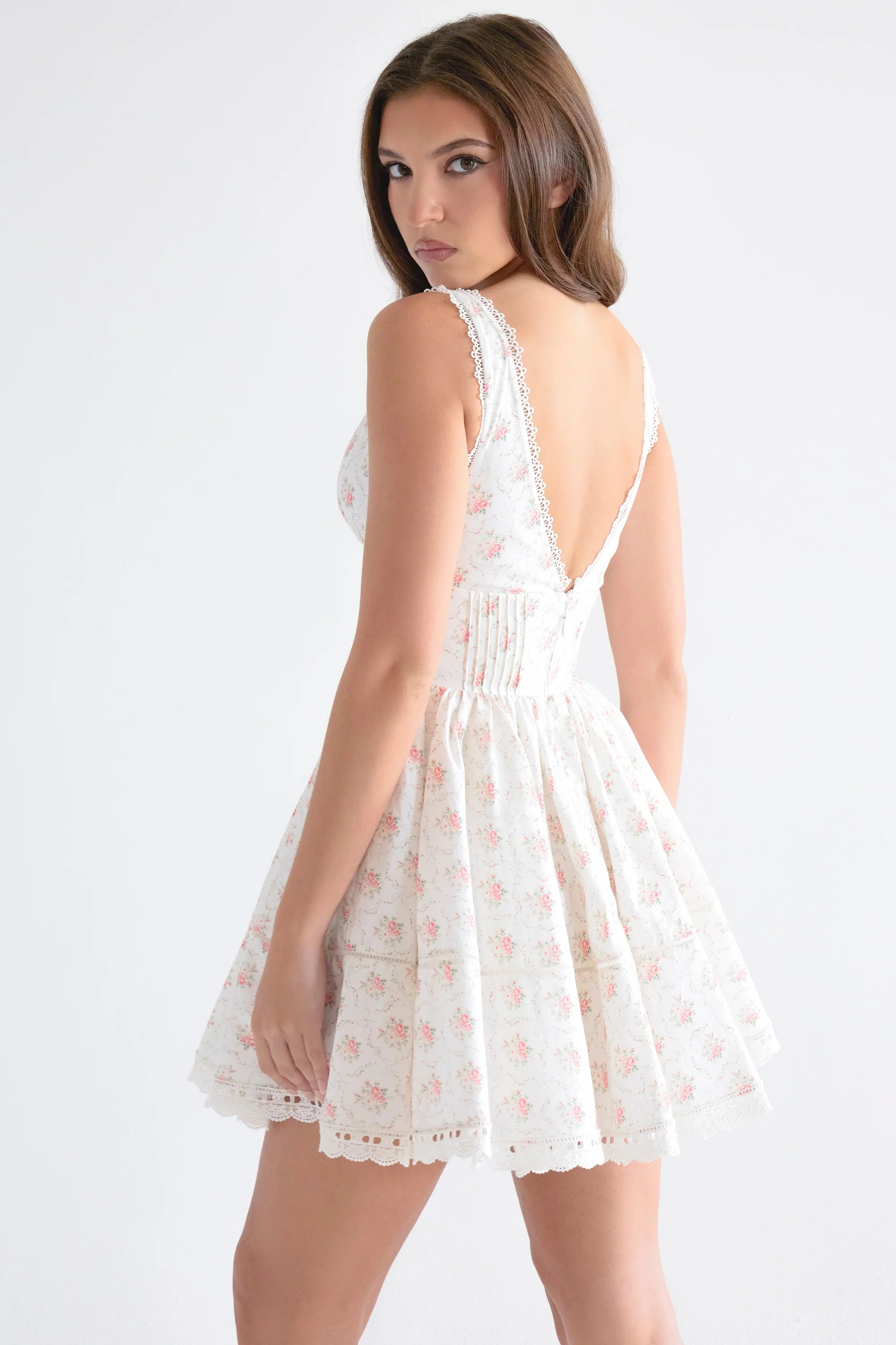 rose print mini dress