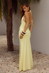 HALSTON HALTER MAXI DRESS LEMON