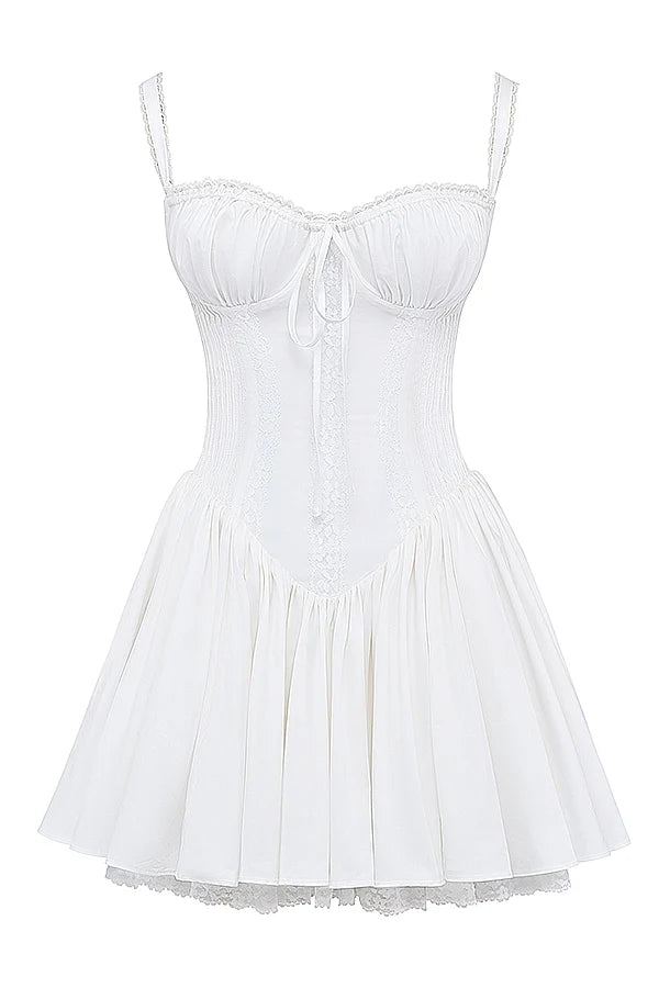 white corset mini dress