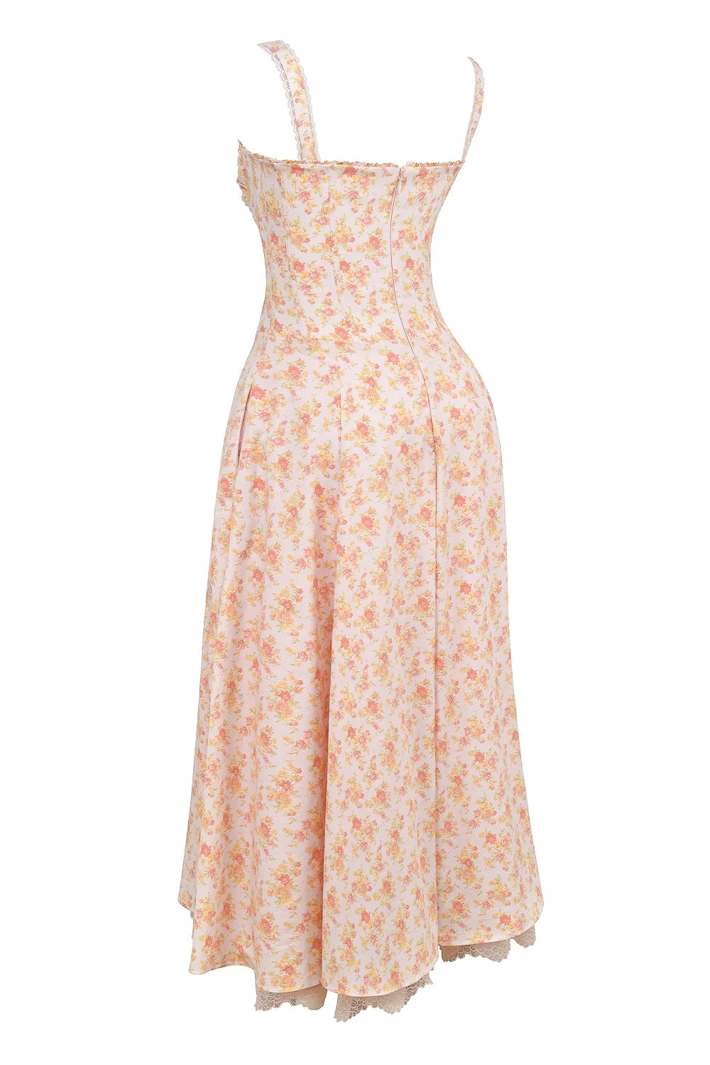peach poppy print cotton bustier sundress