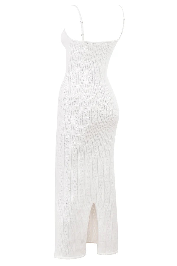white knit maxi dress