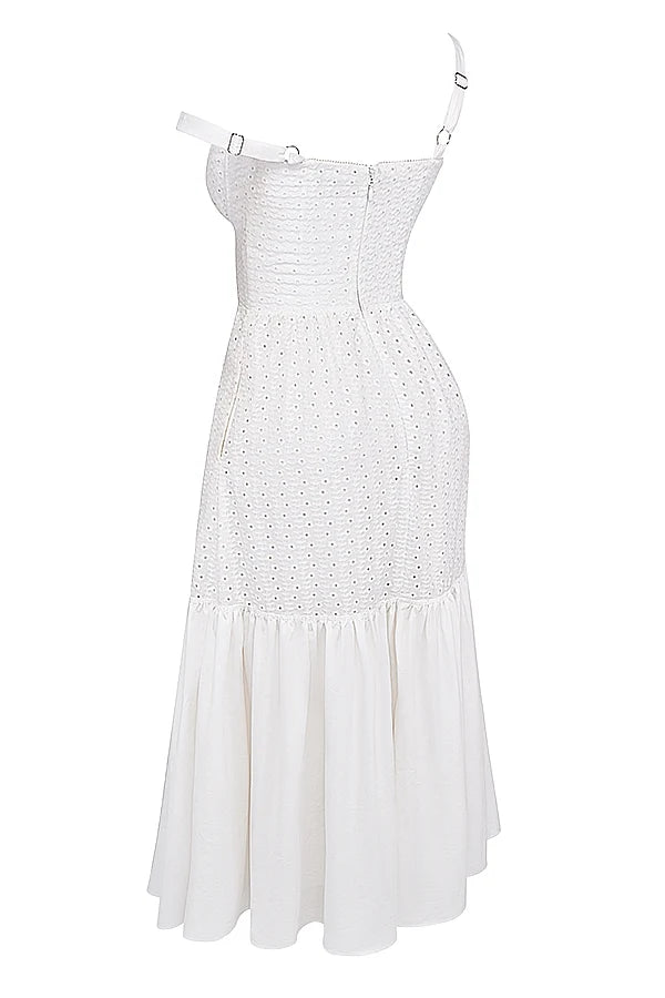 white broderie anglaise midi sundress