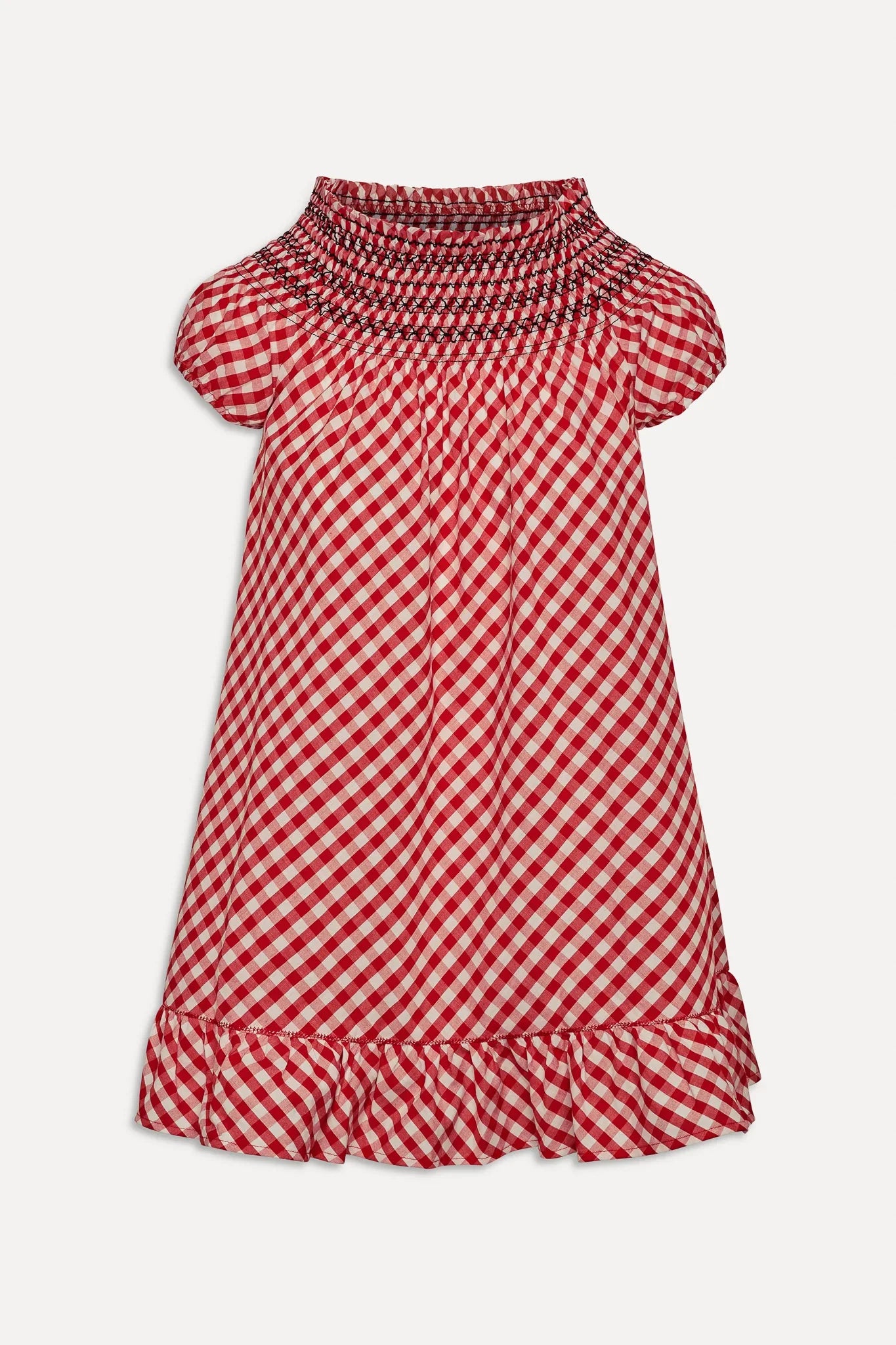 Ruby Gingham Babydoll Dress Cherry Picnic