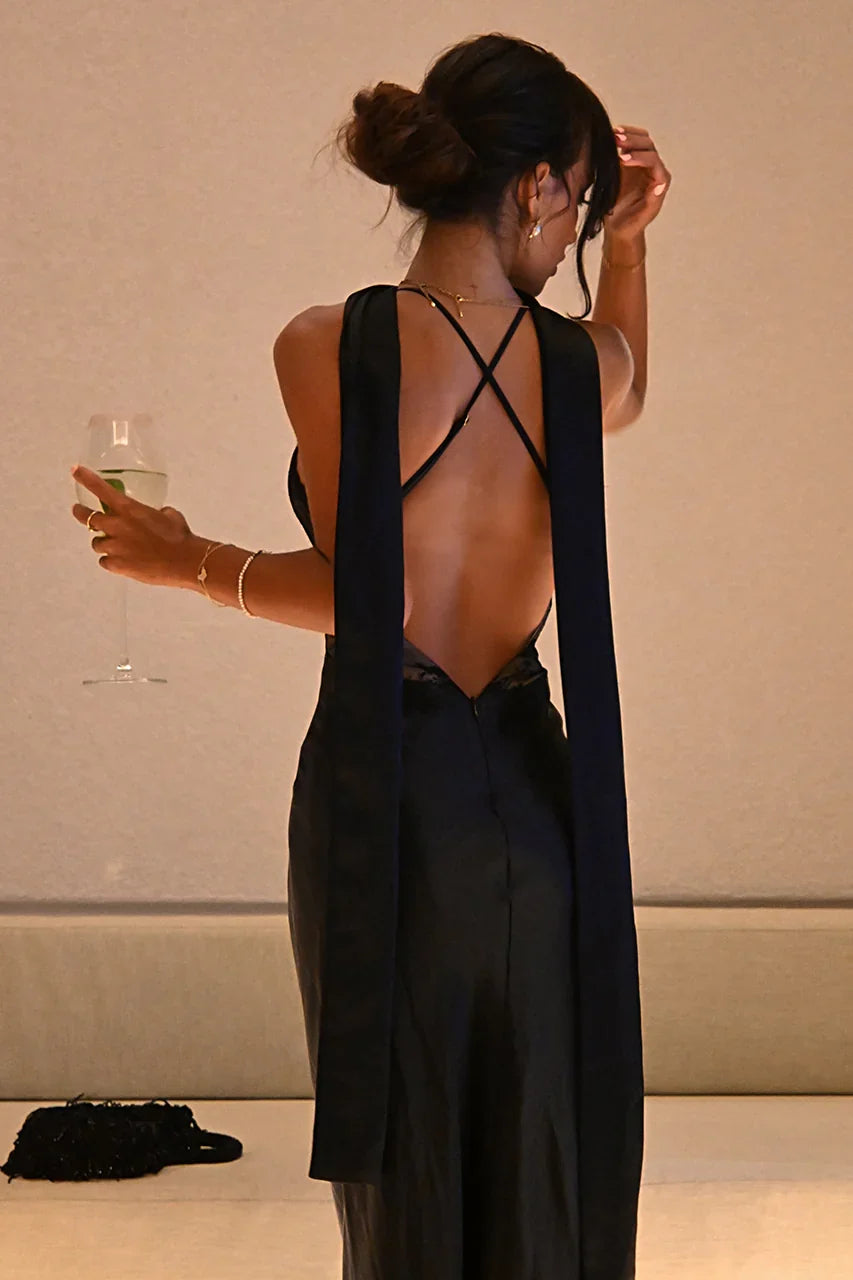 NADALIA MIDI DRESS BLACK