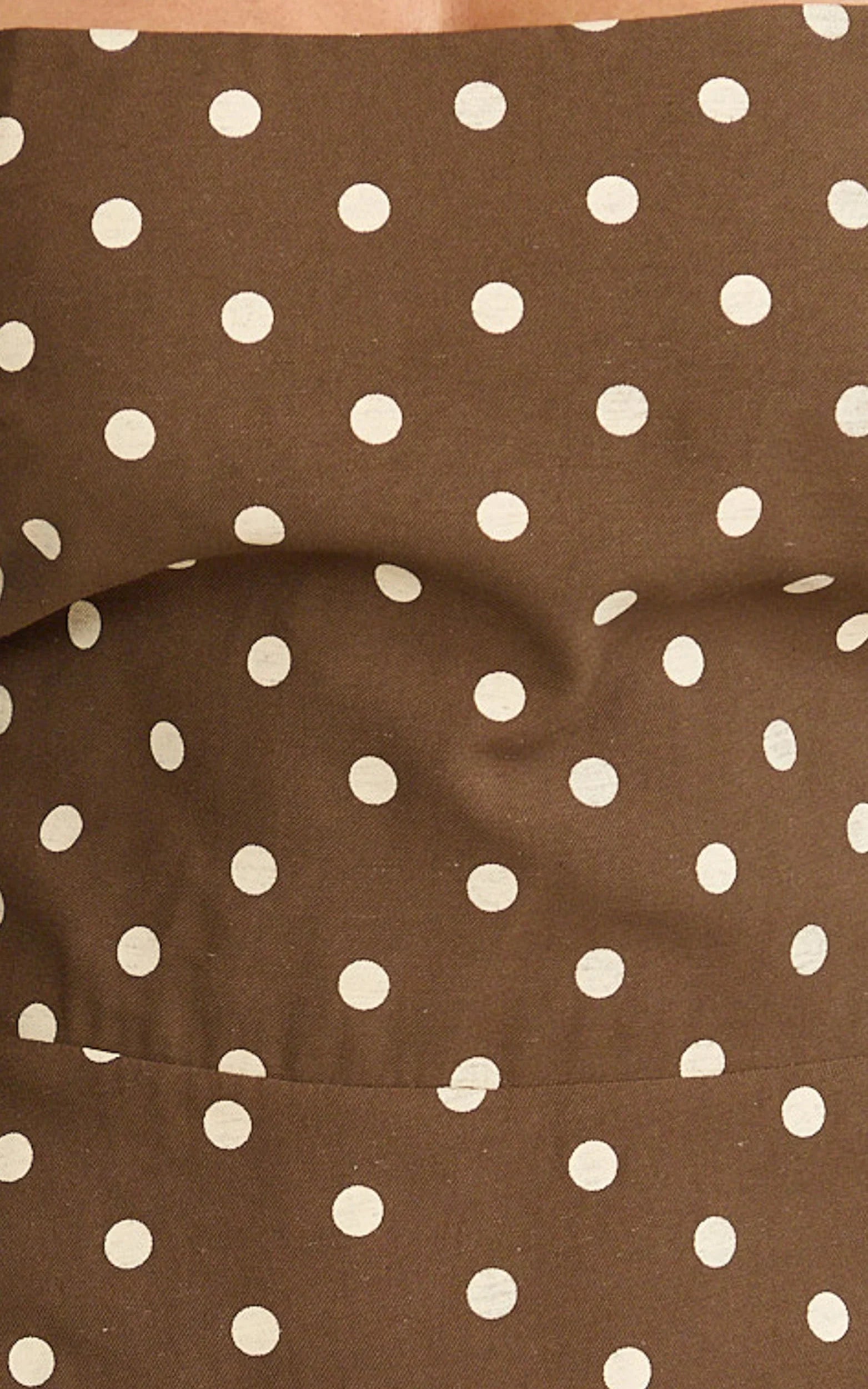 Leighton Maxi Dress Cross Over Spaghetti Straps Square Neck A Line Dress in Choc Cream Polka Dot