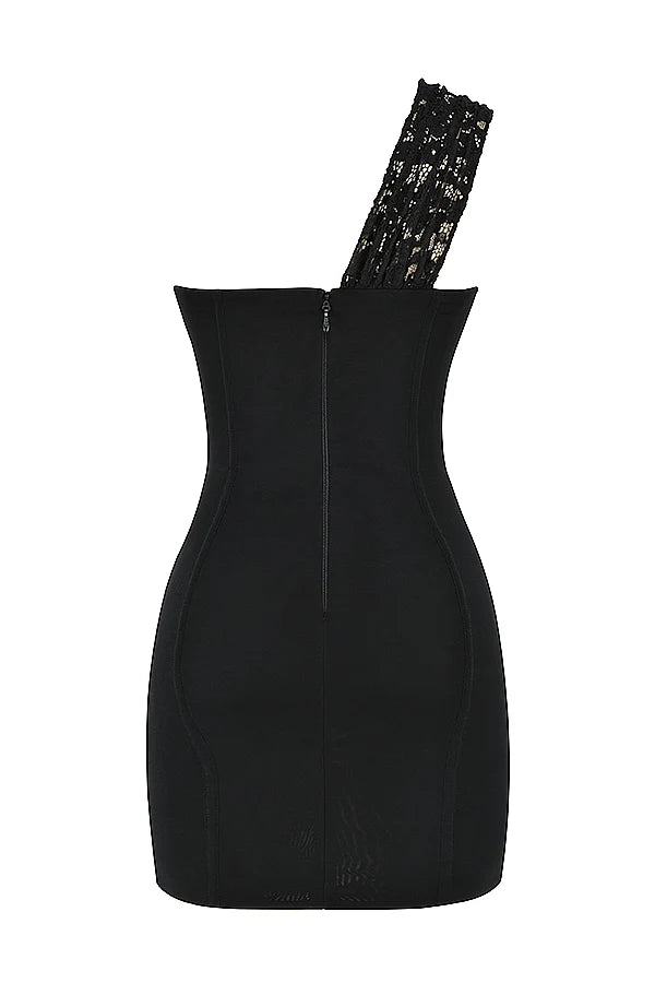 black lace mini dress