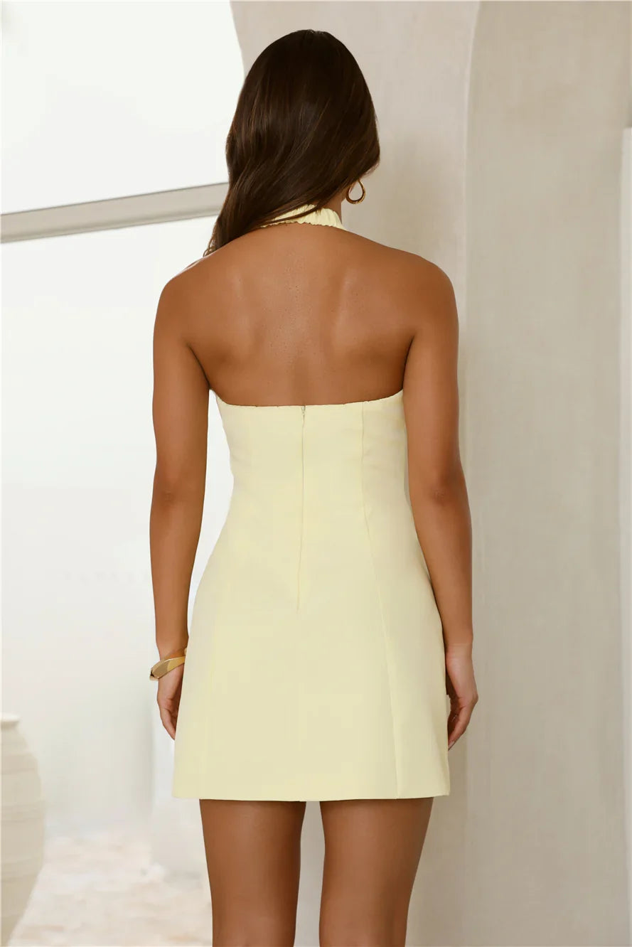 Studio Glow Halter Mini Dress Yellow