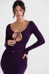 grape ribbed knit maxi dress