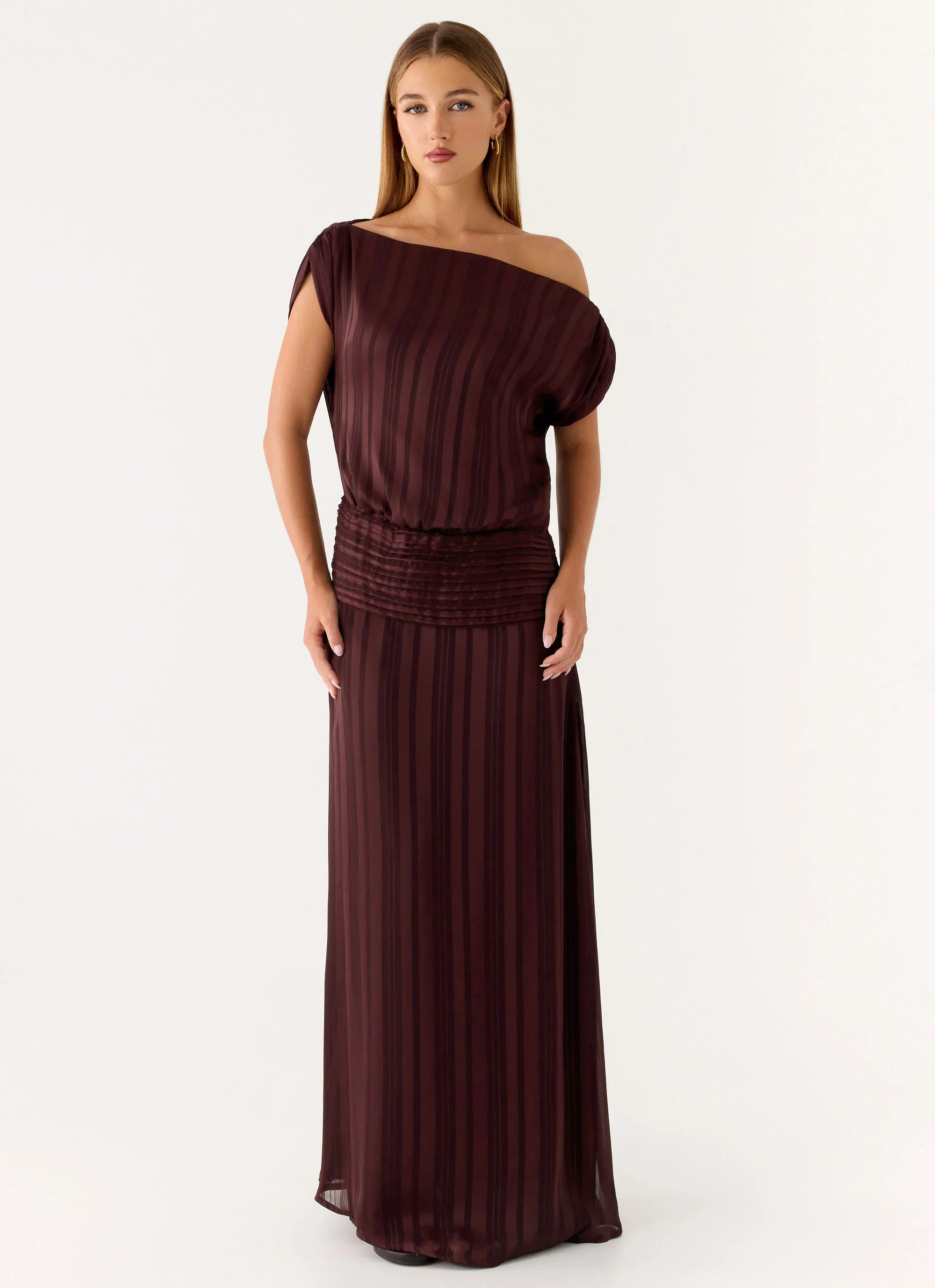 Rexi One Shoulder Maxi Dress Aubergine Gleam