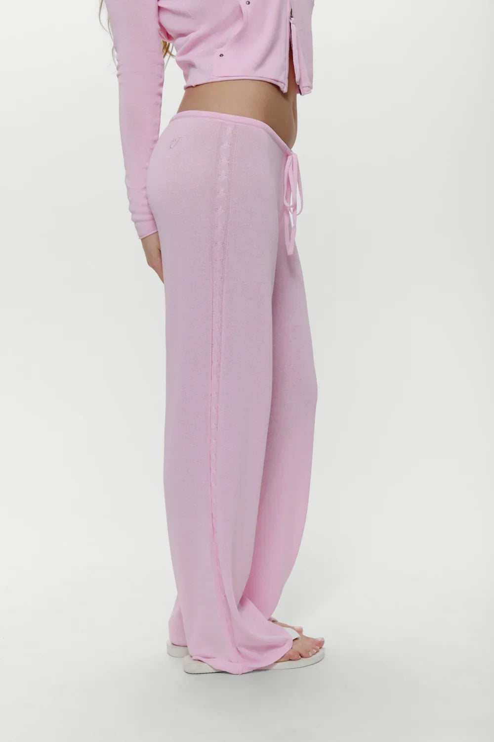 Ela Low Rise Knit Pants Pink Cloud