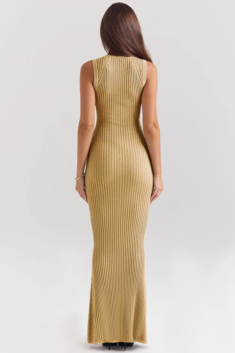 gold metallic maxi dress