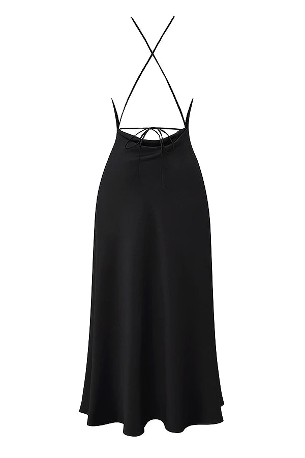 black thigh slit maxi dress