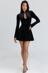 black velvet keyhole mini dress