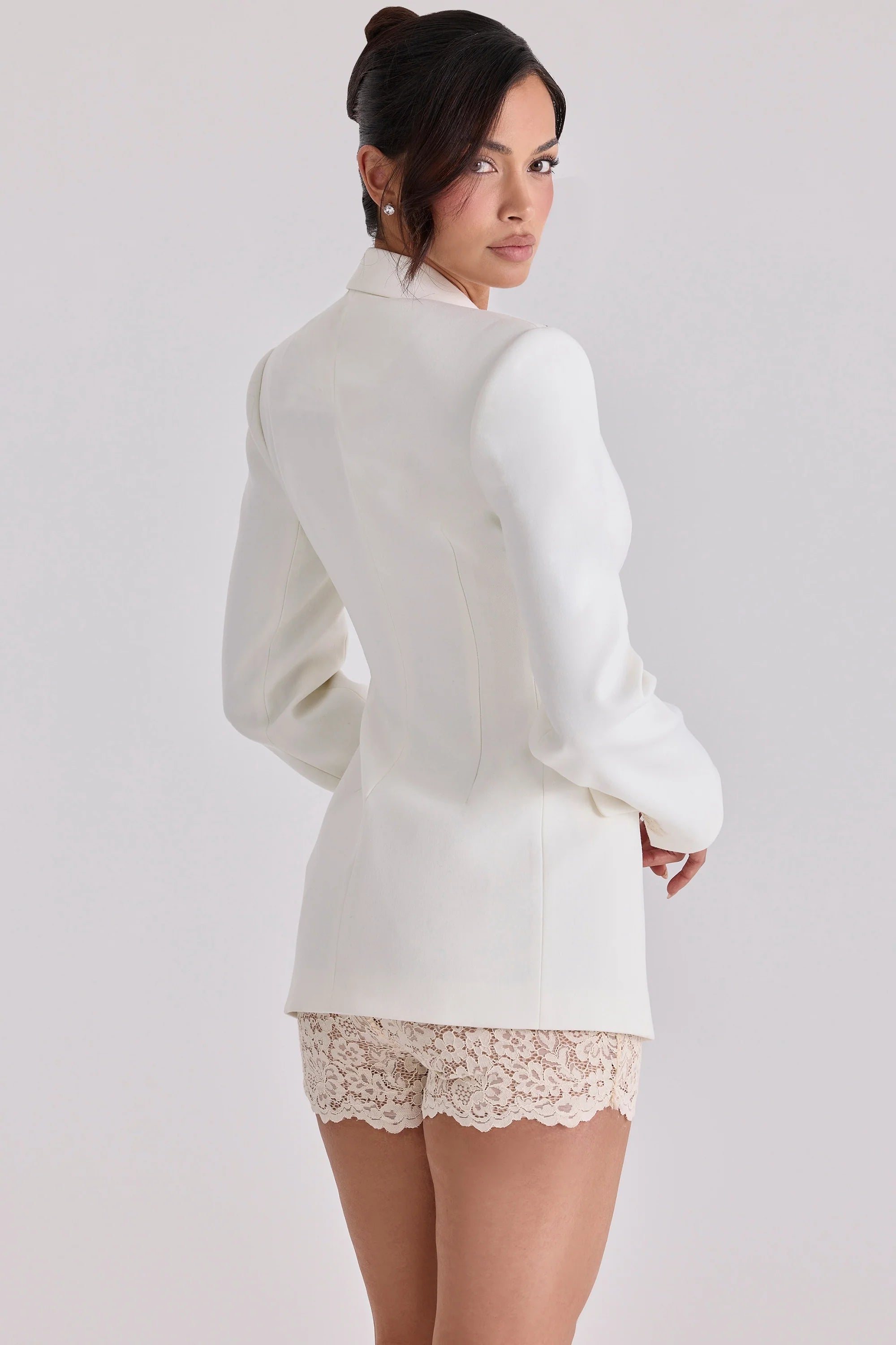 vintage ivory crepe hourglass blazer jacket