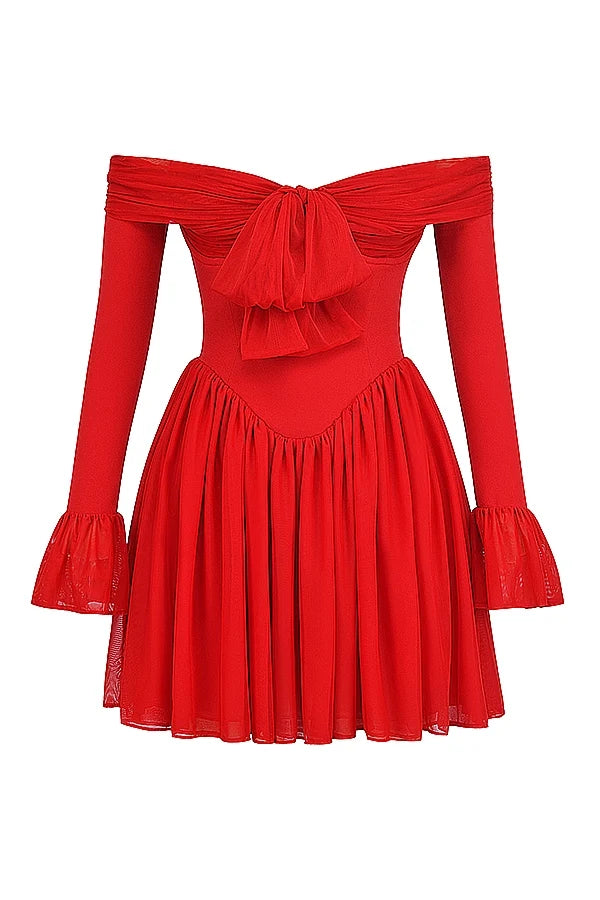 scarlet off shoulder dress