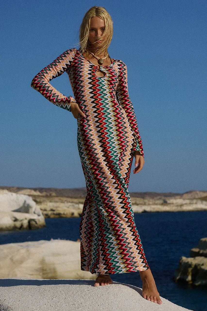 EMERIE SCOOP NECK MAXI DRESS XYLA WAVE