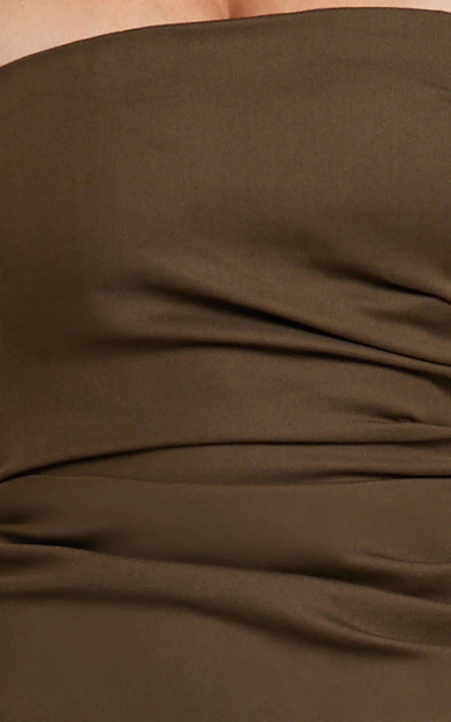 Jamie Maxi Dress Strapless Ruched Fitted Column Dress in Chocolate